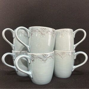 Bombay Lisben Blue Coffee Tea Mugs Set Of 6!